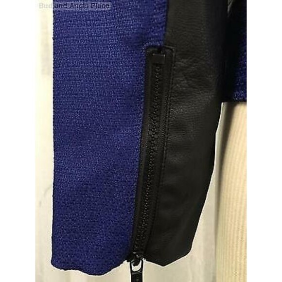 Michael Kors Women's Jacket Zip-Front Moto Dark Azurite Faux Leather Size 4 NWT - Picture 9 of 11
